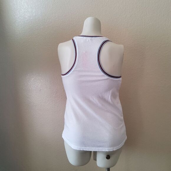 Sundry Stripe Trim Racerback Tank Top Large White NWT - Picture 3 of 8